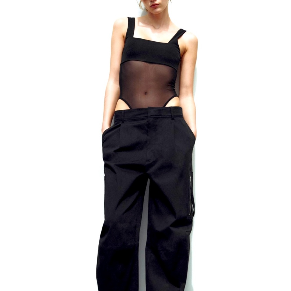 ZARA COMBINATION TULLE BODYSUIT